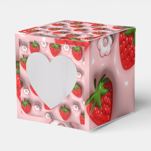 Strawberries On Pink Background Favour Box
