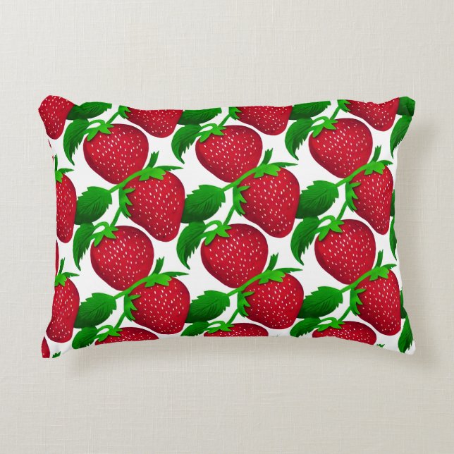 Strawberries on White Background Pattern   Decorative Cushion (Front)