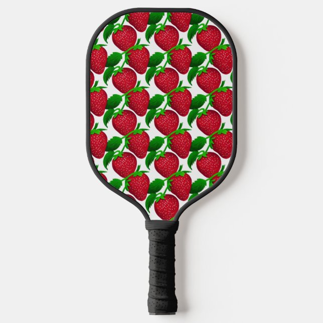 Strawberries on White Background Pattern  Pickleball Paddle (Front)