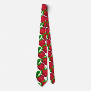 Strawberries on White Background Pattern Tie