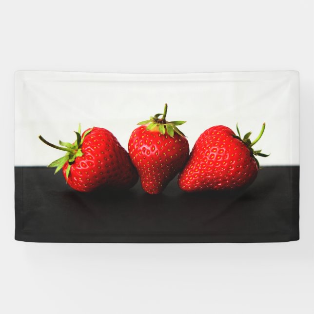Strawberries On White Over Black bnrcna Banner (Horizontal)