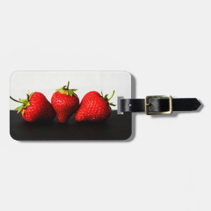 Strawberries On White Over Black cd ltcna Luggage Tag