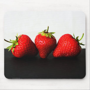 Strawberries On White Over Black mpcn Mouse Pad