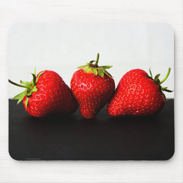 Strawberries On White Over Black mpcna Mouse Pad (Front)