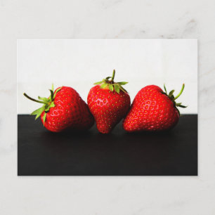 Strawberries On White Over Black pccna Postcard
