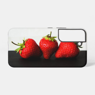 Strawberries On White over Black sgcna Samsung Galaxy Case