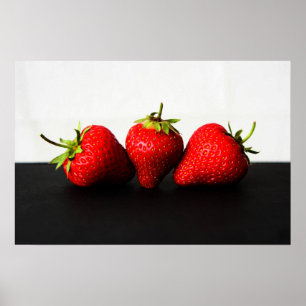 Strawberries On White Over Black wapcna Poster