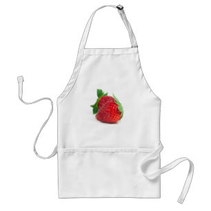 Strawberries on white standard apron