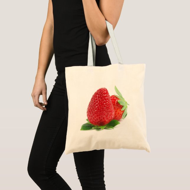 Strawberries on white tote bag (Front (Product))