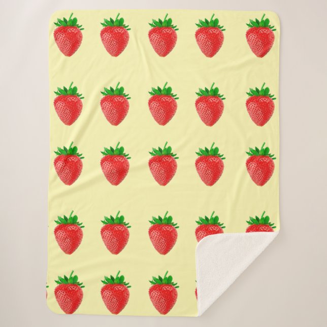 Strawberries on Yellow Sherpa Blanket (Front)