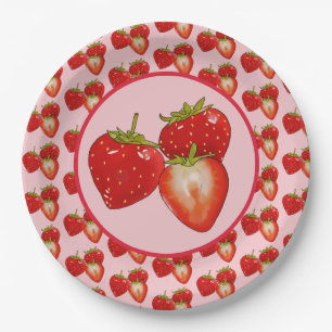 strawberries paper plate