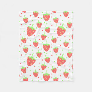 Strawberries pattern fleece blanket