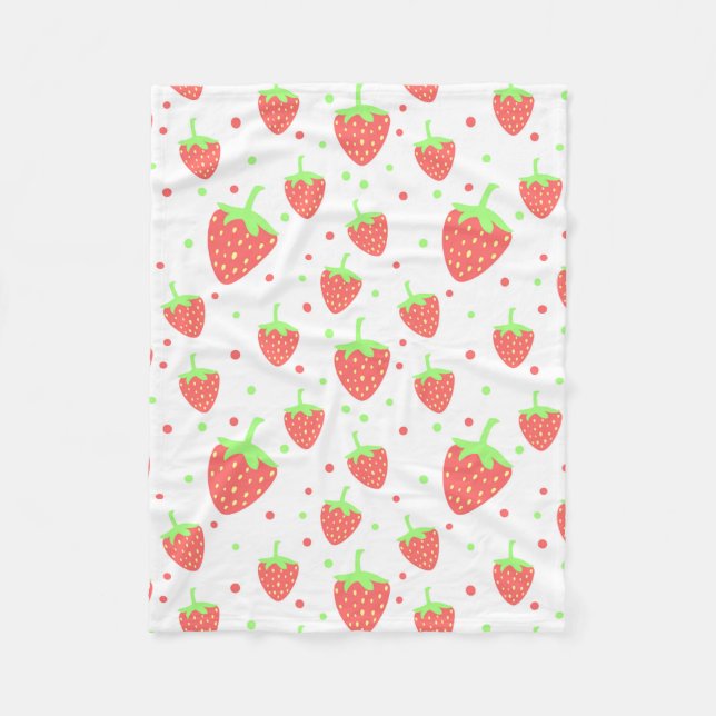 Strawberries pattern fleece blanket (Front)