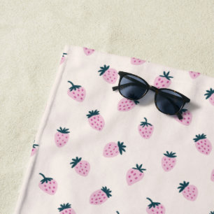 strawberries pink  beach towel