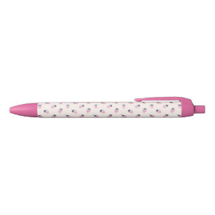 strawberries pink  black ink pen