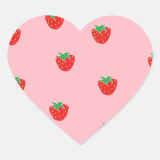 Strawberries Pink Heart Sticker