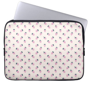 strawberries pink laptop sleeve