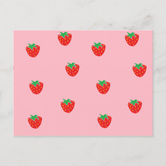 Strawberries Pink Postcard