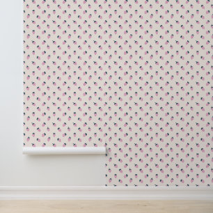 strawberries pink wallpaper