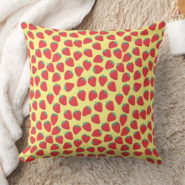 Strawberries Red and Green pattern Cushion (Blanket)