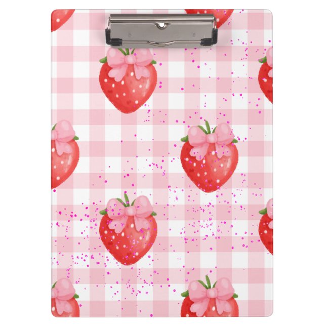 strawberries red and pink bows clipboard (Front)