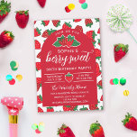 Strawberries Red Berry Sweet Birthday Party Invitation<br><div class="desc">A berry sweet birthday party invitation for any age with your invitation wording in white against a red arch shape and a background of strawberries in red. Cute strawberry details,  like a couple of strawberries wearing green bows.</div>