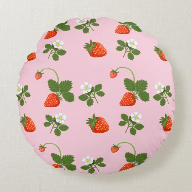 Strawberries Round Cushion (Front)