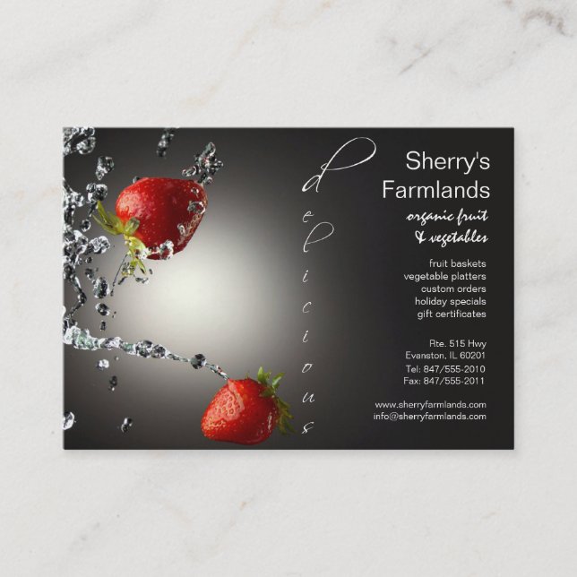 strawberries splash business card (Front)