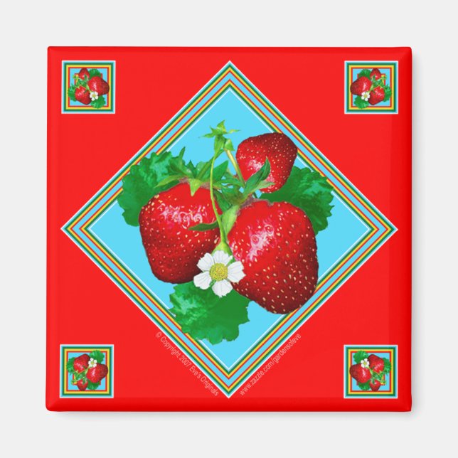 STRAWBERRIES Square Magnet (Front)