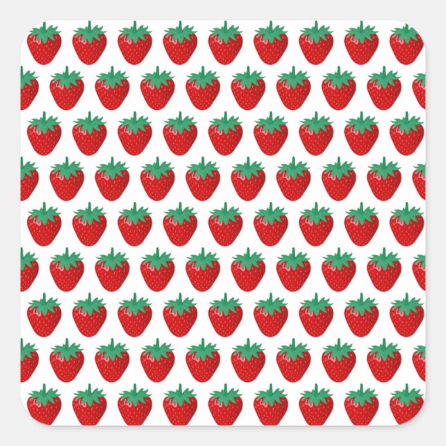 Strawberries Square Sticker (Front)