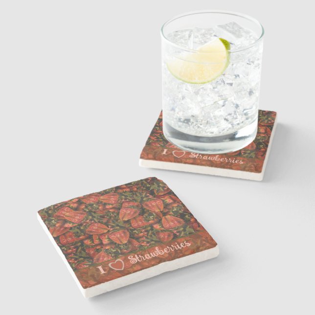 Strawberries Stone Coaster (Side)