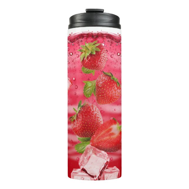 Strawberries Summer Drink With Ice Cubes  Thermal Tumbler (Front)