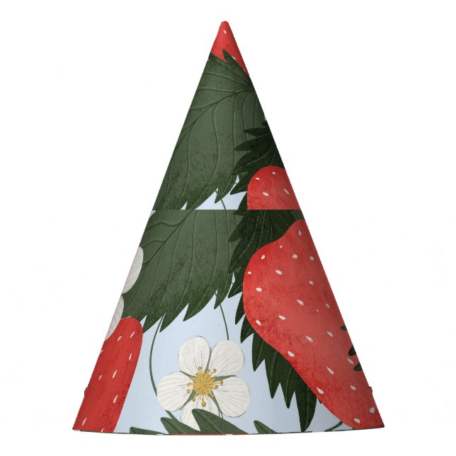 Strawberries: summer fruit pattern design. party hat (Front)
