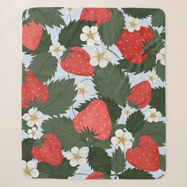 Strawberries: summer fruit pattern design. sherpa blanket (Front)