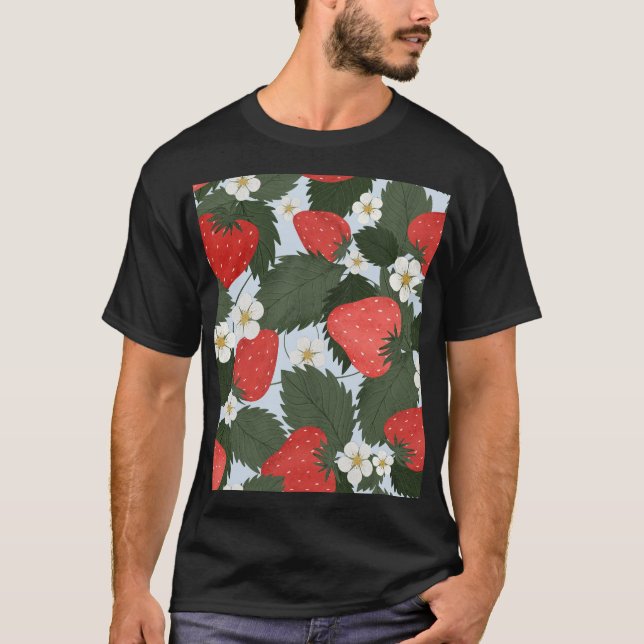 Strawberries: summer fruit pattern design. T-Shirt (Front)