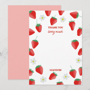 Strawberries Thank You Berry Much Strawberry Theme Card