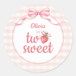 Strawberries Two Sweet 2nd Birthday Classic Round Sticker