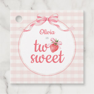 Strawberries Two Sweet 2nd Birthday Favour Tags