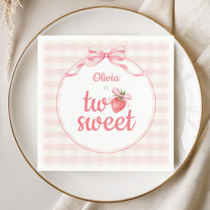 Strawberries Two Sweet 2nd Birthday Napkin