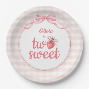 Strawberries Two Sweet 2nd Birthday Paper Plate