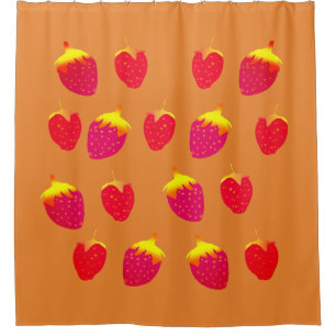 Strawberries vector Drawing Shower Curtain