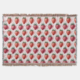 Strawberries Vintage Boho Dreamscape Botanical Throw Blanket