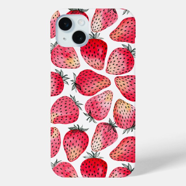 Strawberries watercolor and ink Case-Mate iPhone case (Back)