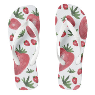 Strawberries Watercolor Hand-painted Jandals