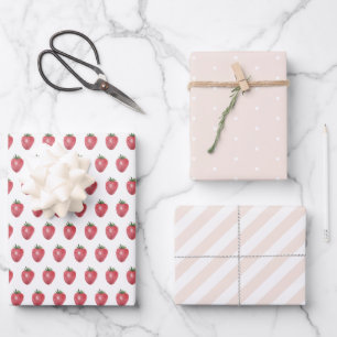 Strawberries Watercolor Hand-painted Wrapping Paper Sheet