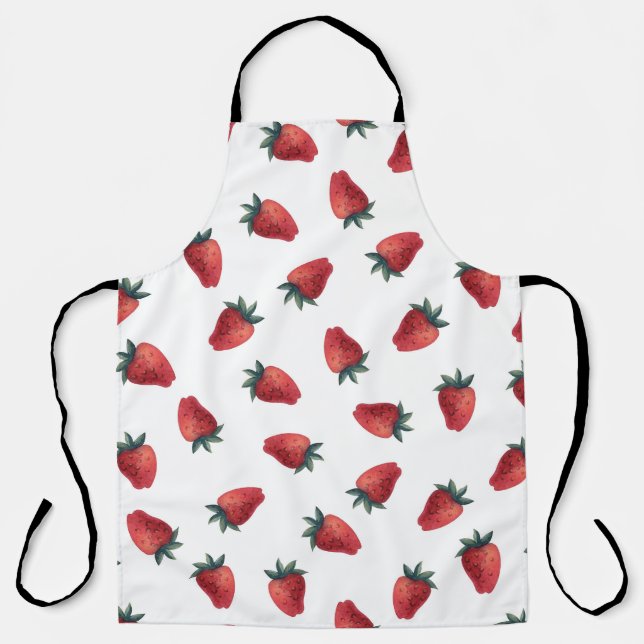 Strawberries Watercolor: Playful Seamless Pattern Apron (Front)