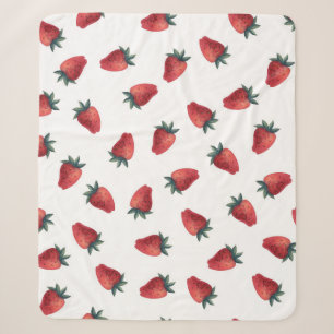 Strawberries Watercolor: Playful Seamless Pattern Sherpa Blanket