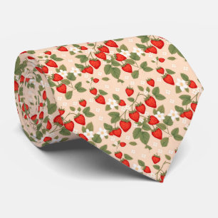Strawberries With Green Leaves And White Flowers Tie