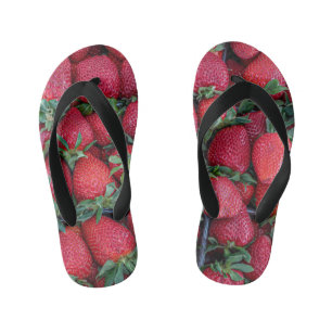 Strawberries with green leaves kid's jandals