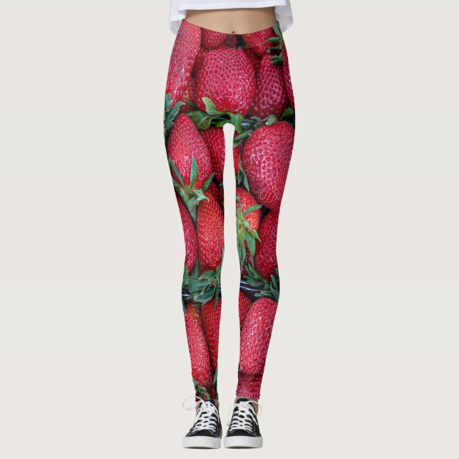 Strawberries with green leaves leggings (Front)